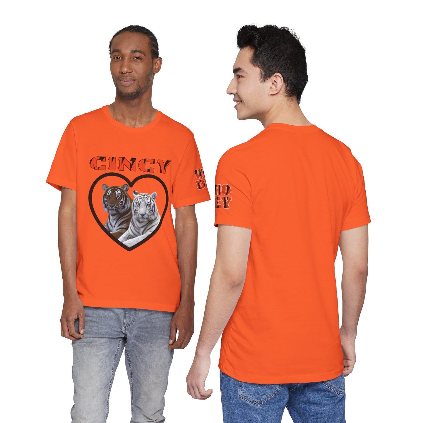Cincy Cat Lover Unisex Tee - Bold Orange Animal Print Shirt