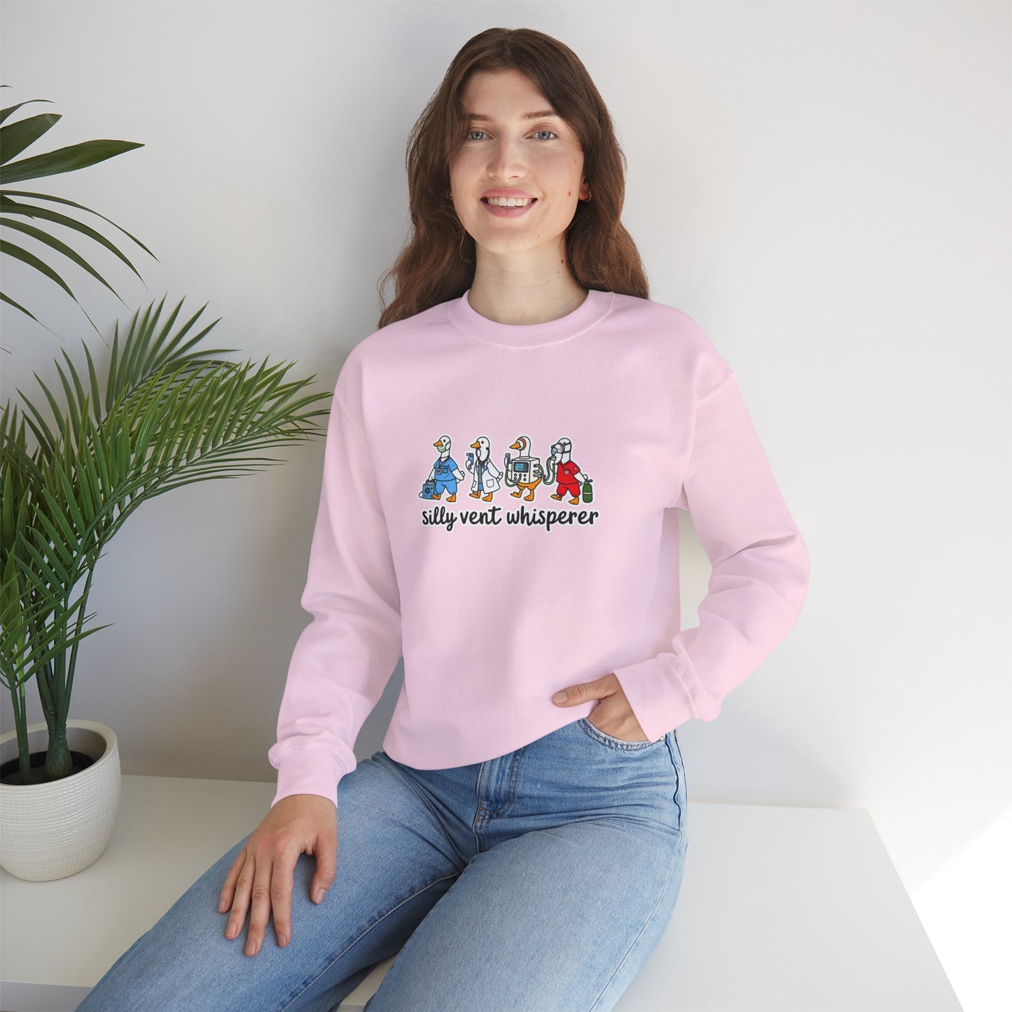Crewneck Sweatshirt — "Silly Vent Whisperer" Cartoon Characters Graphic