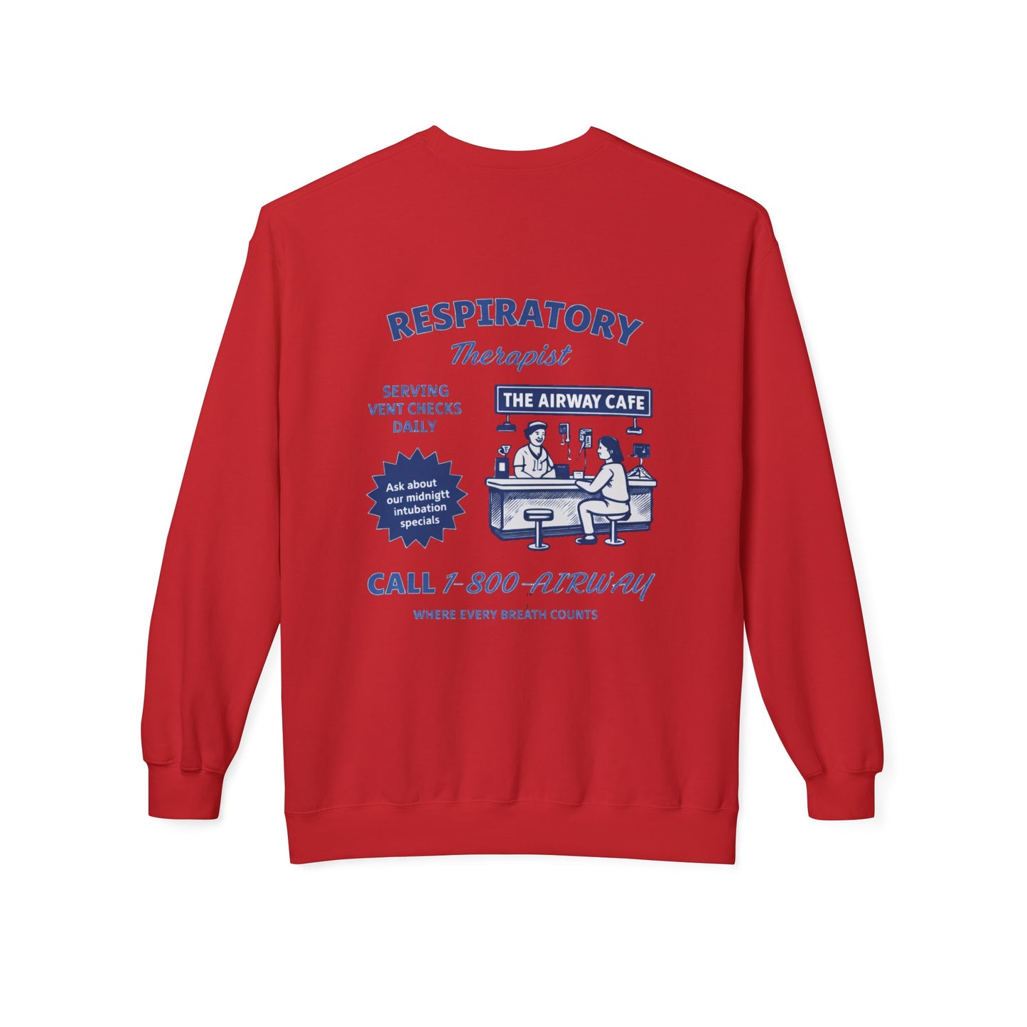 Breathing Anatomy Crewneck Sweatshirt — "It's Just Breathing" Pulmonary Science Pullover