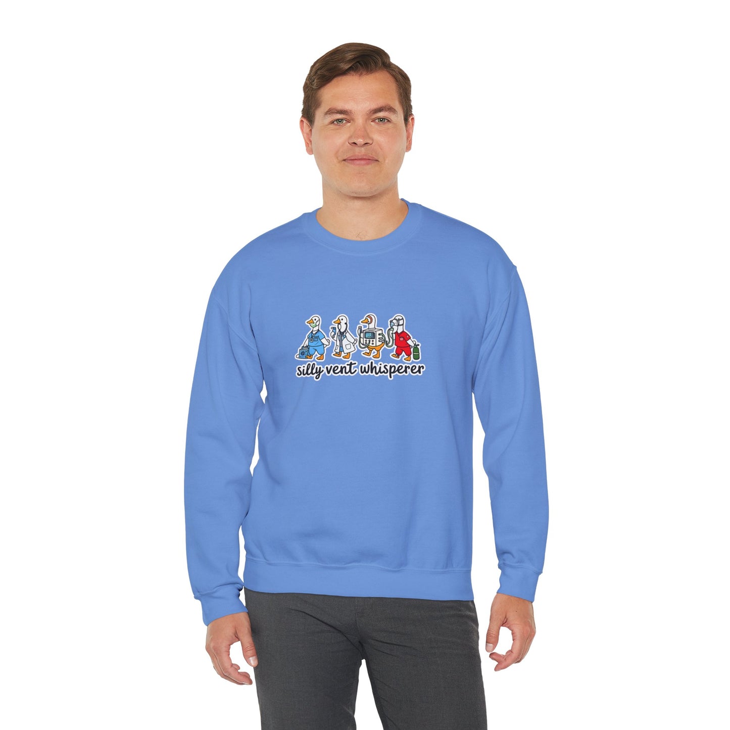 Crewneck Sweatshirt — "Silly Vent Whisperer" Cartoon Characters Graphic
