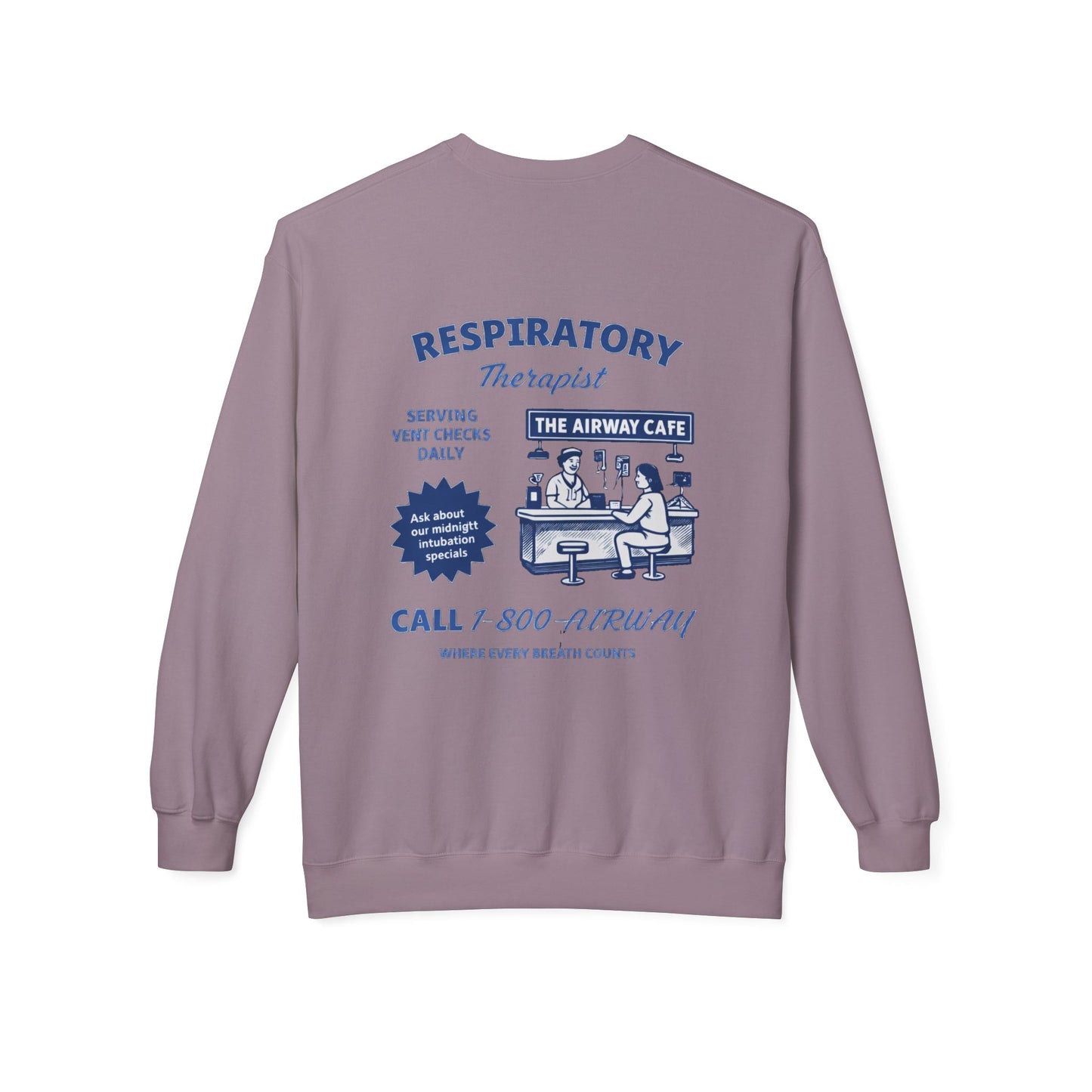 Breathing Anatomy Crewneck Sweatshirt — "It's Just Breathing" Pulmonary Science Pullover