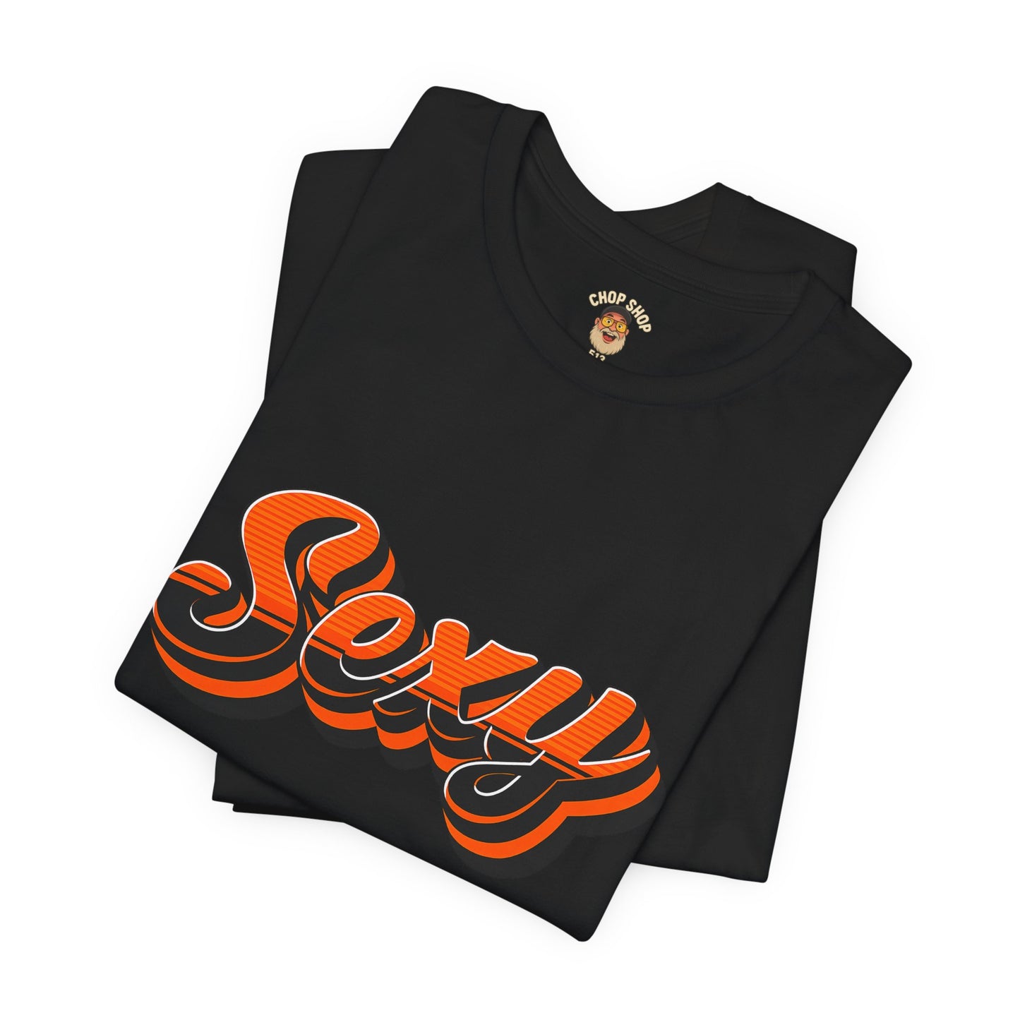 Sexy Dexy Retro Script Tee — Vintage Orange Layered Lettering T-Shirt