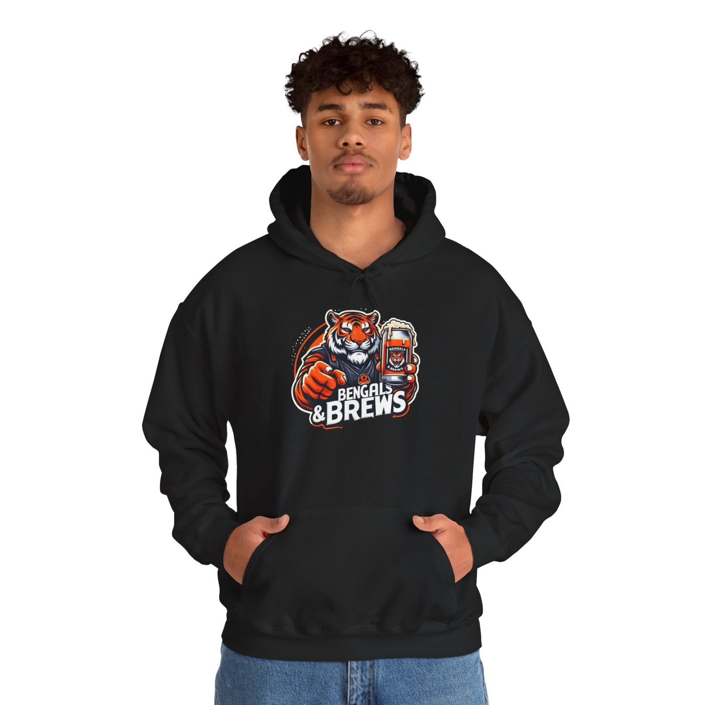 Bengals & Brews Hoodie - Unisex Heavy Blend™ Sweatshirt for Game Day Enthusiasts