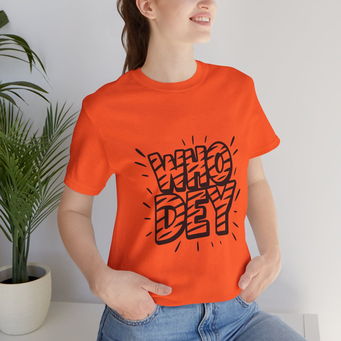 Who Dey White/Orange Out Game Unisex Jersey Short Sleeve Shirt