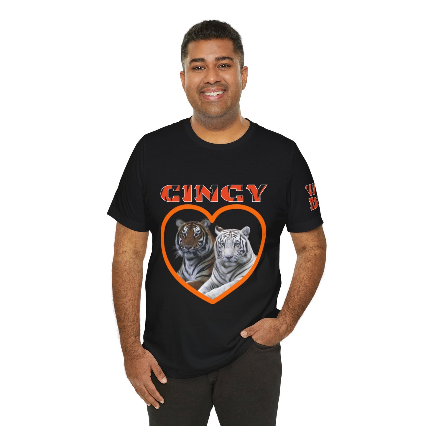 Cincy Cat Lover Unisex Tee - Bold Orange Animal Print Shirt