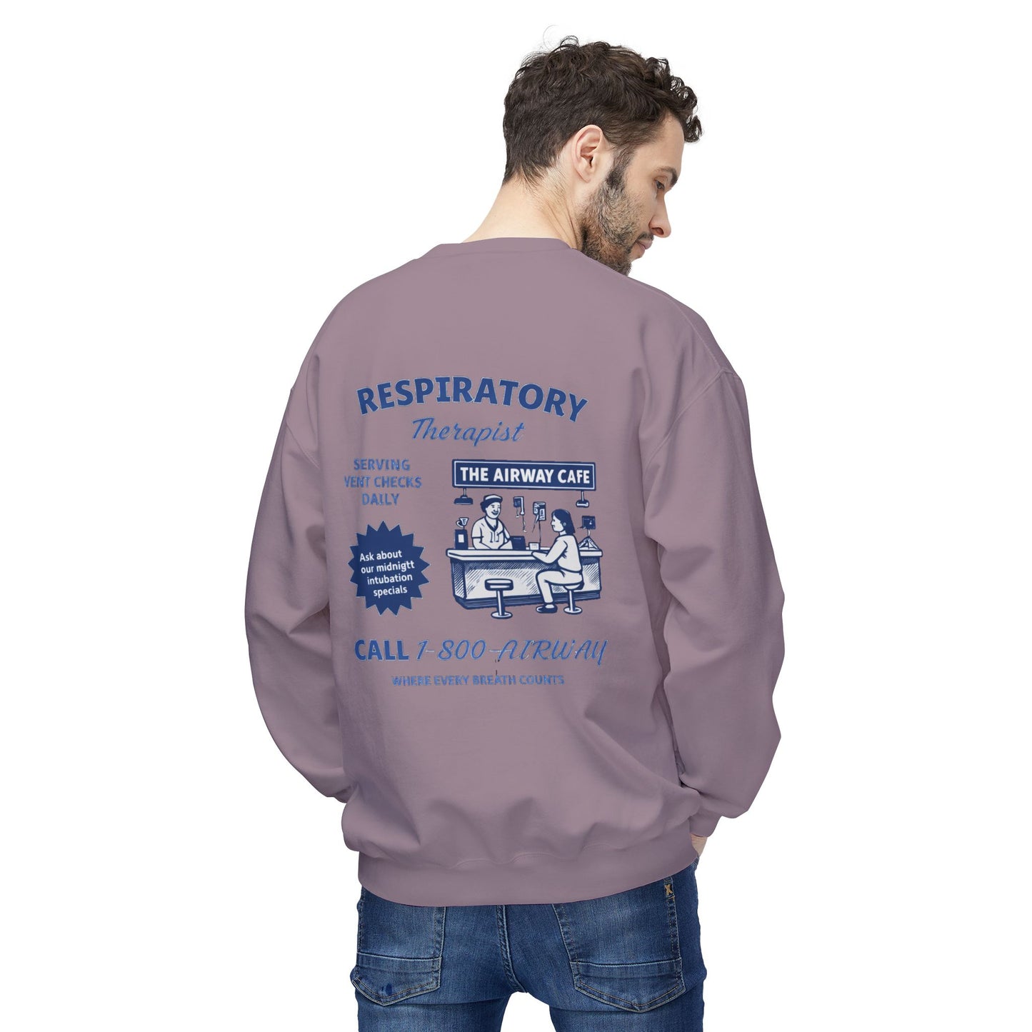 Breathing Anatomy Crewneck Sweatshirt — "It's Just Breathing" Pulmonary Science Pullover