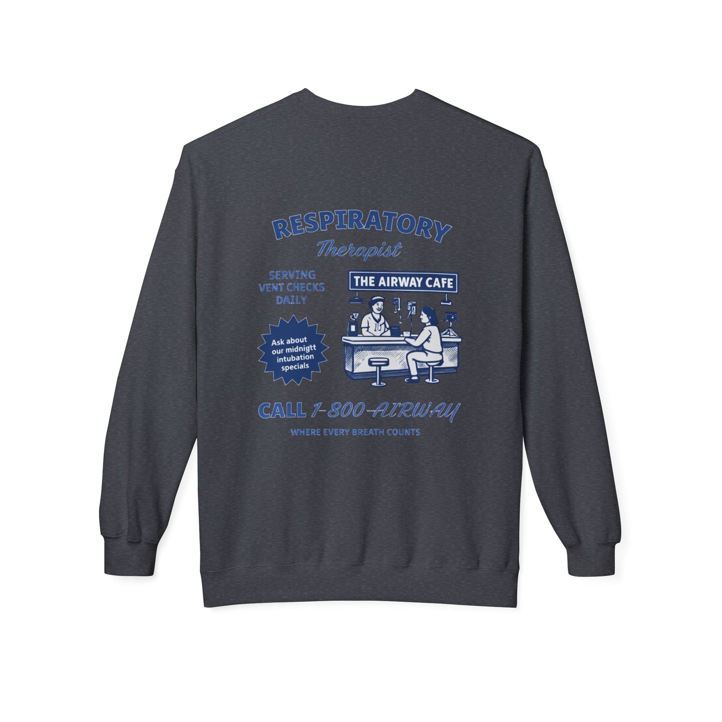 Breathing Anatomy Crewneck Sweatshirt — "It's Just Breathing" Pulmonary Science Pullover