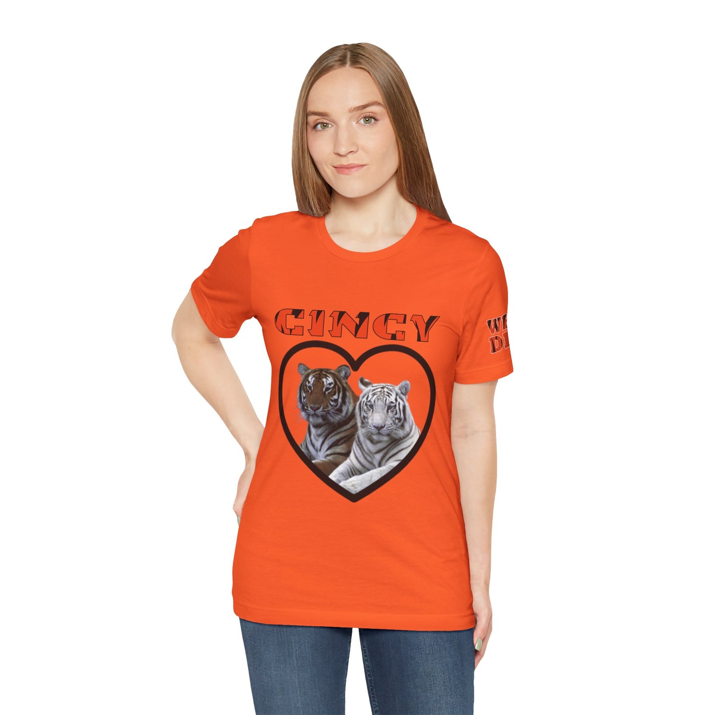 Cincy Cat Lover Unisex Tee - Bold Orange Animal Print Shirt