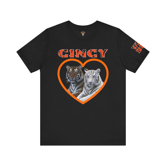 Cincy Cat Lover Unisex Tee - Bold Orange Animal Print Shirt
