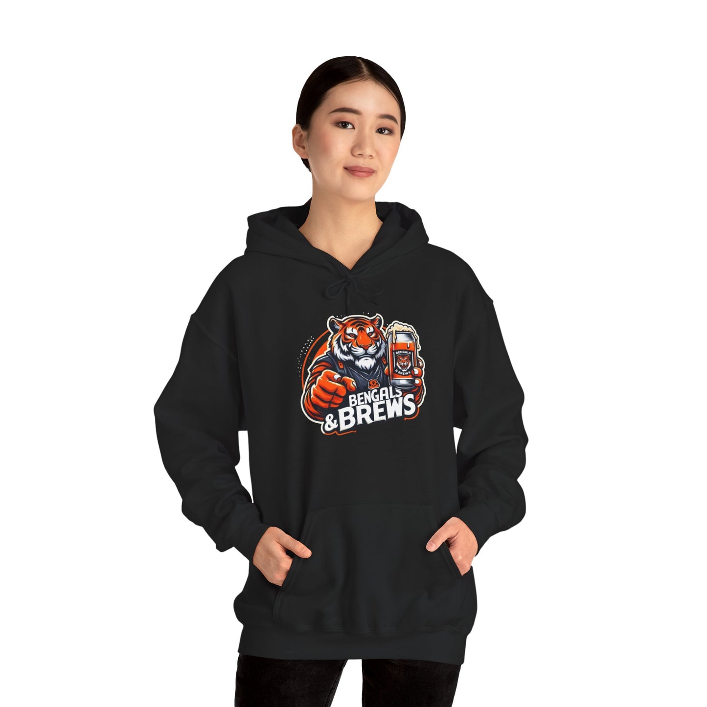 Bengals & Brews Hoodie - Unisex Heavy Blend™ Sweatshirt for Game Day Enthusiasts