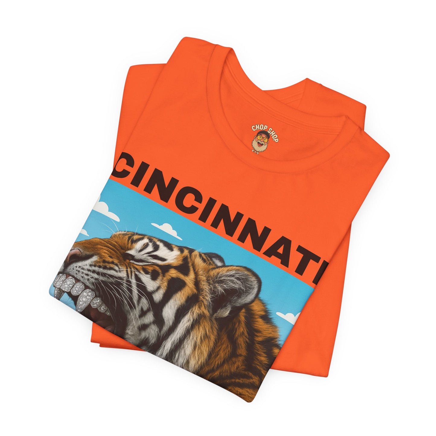 Iced Out Grillz Cincinnati Tiger Graphic T‑Shirt – Roaring City Skyline Tee