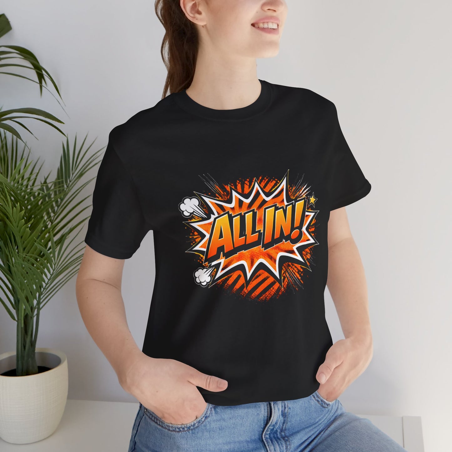 All In! Graphic Tee — Bold Comic Pop Art Shirt