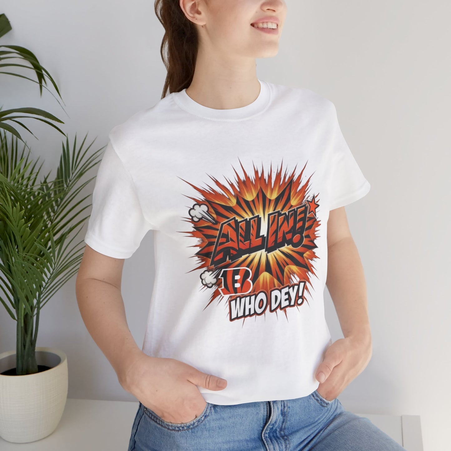 All In! Who Dey! Bengals Fan T-Shirt – All In Comic Burst Tee