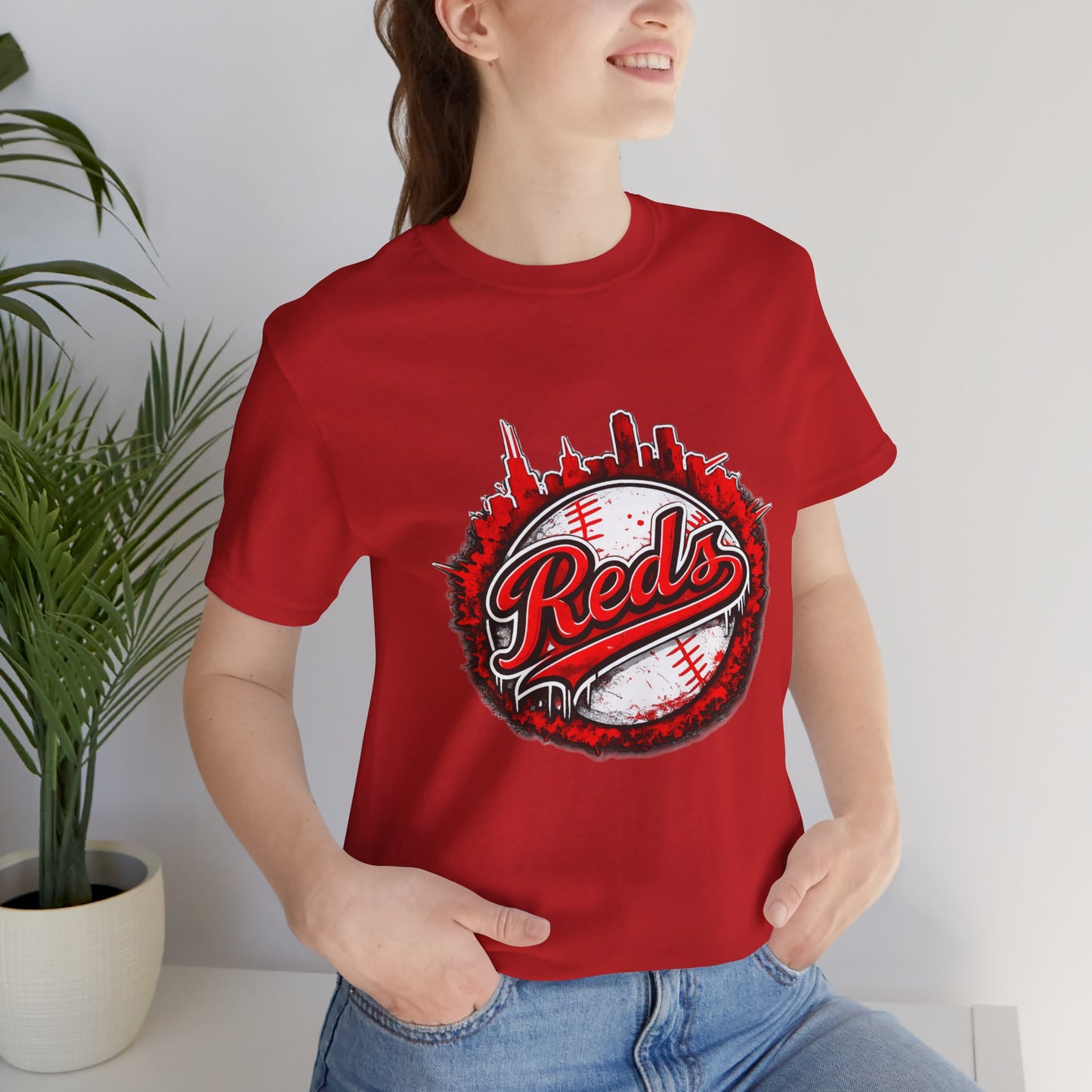 Reds Baseball Graphic Tee — City Skyline Baseball Design