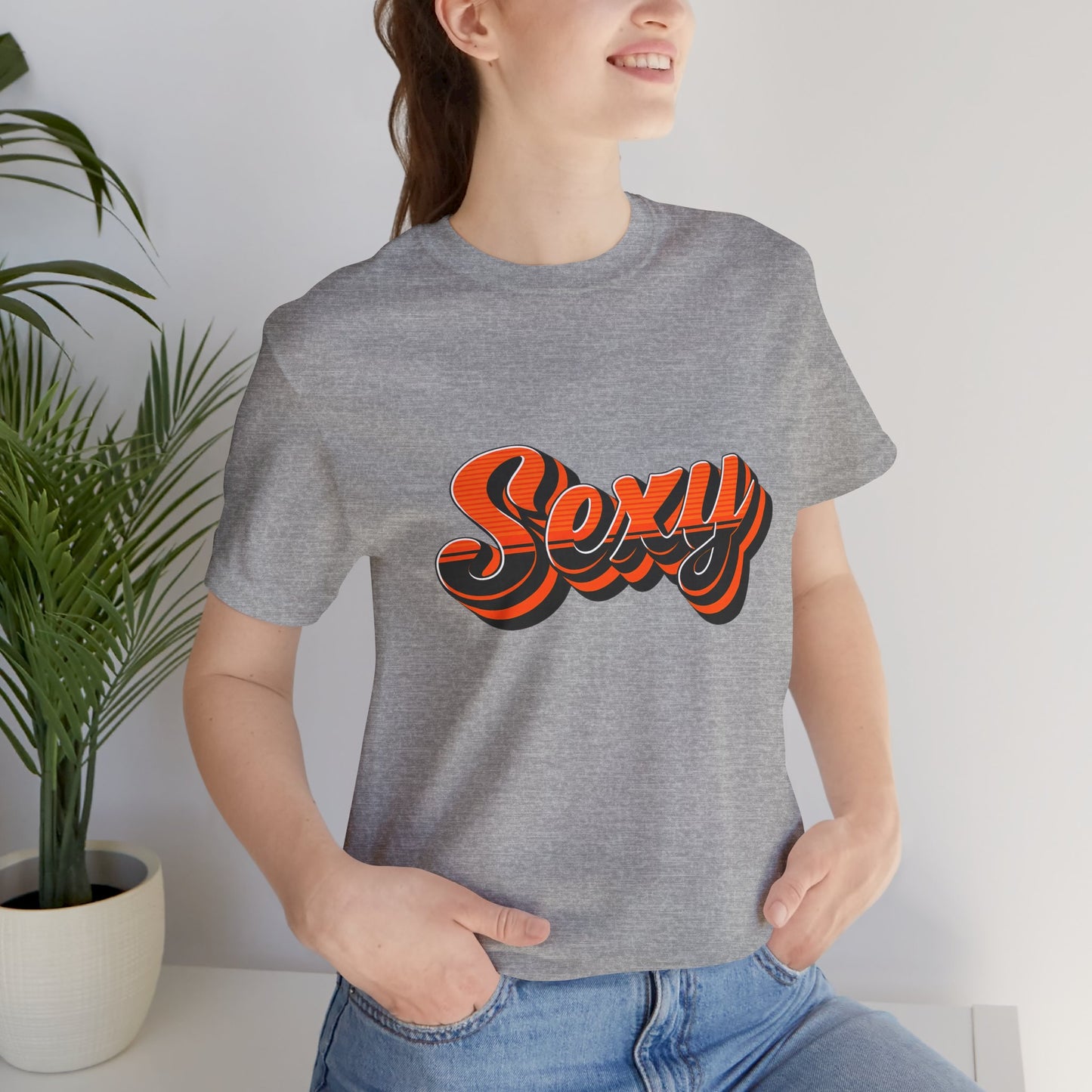 Sexy Dexy Retro Script Tee — Vintage Orange Layered Lettering T-Shirt