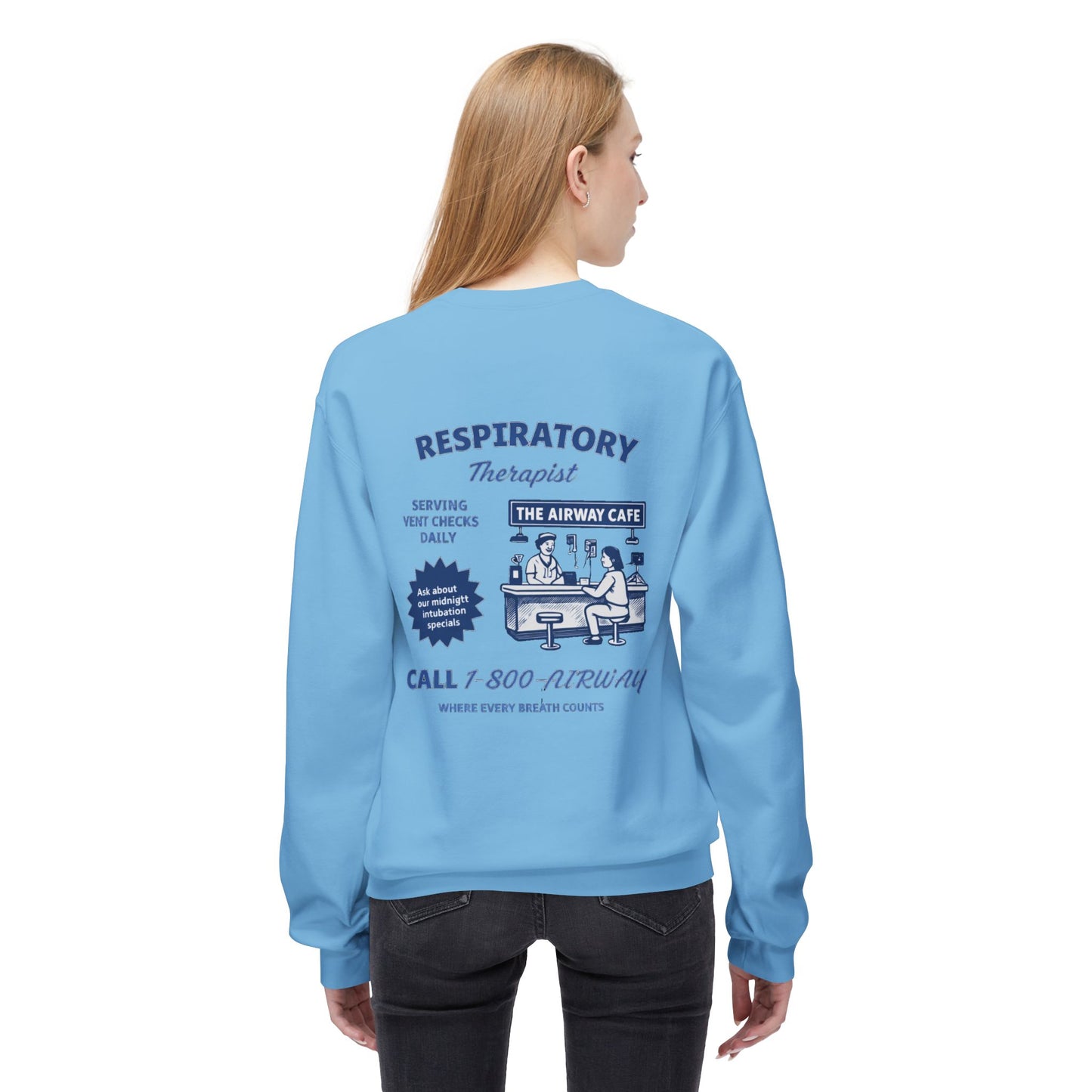 Breathing Anatomy Crewneck Sweatshirt — "It's Just Breathing" Pulmonary Science Pullover