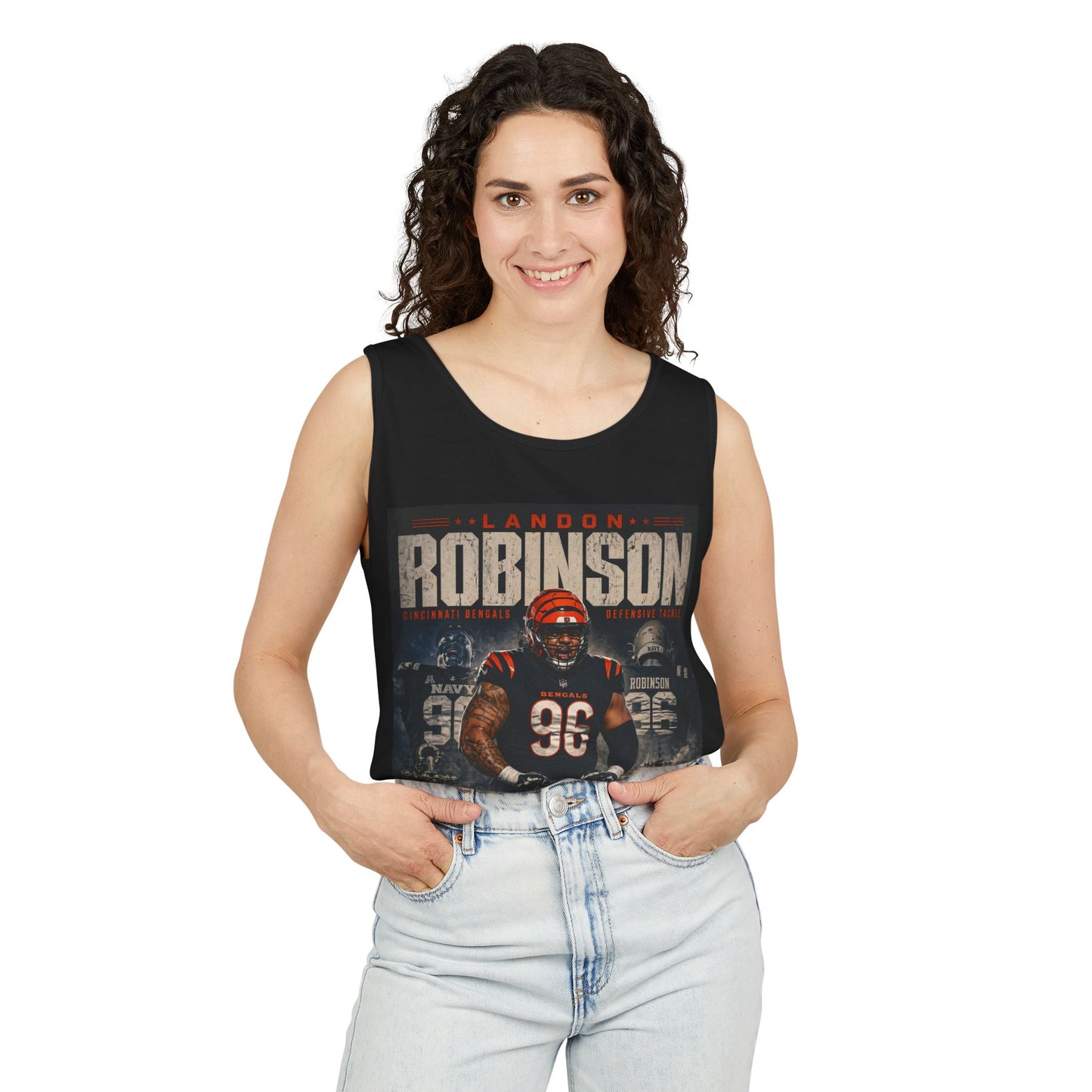 Landon Robinson #96 Bengals/Navy Football Tank Top — Vintage Game-Day Jersey Tribute