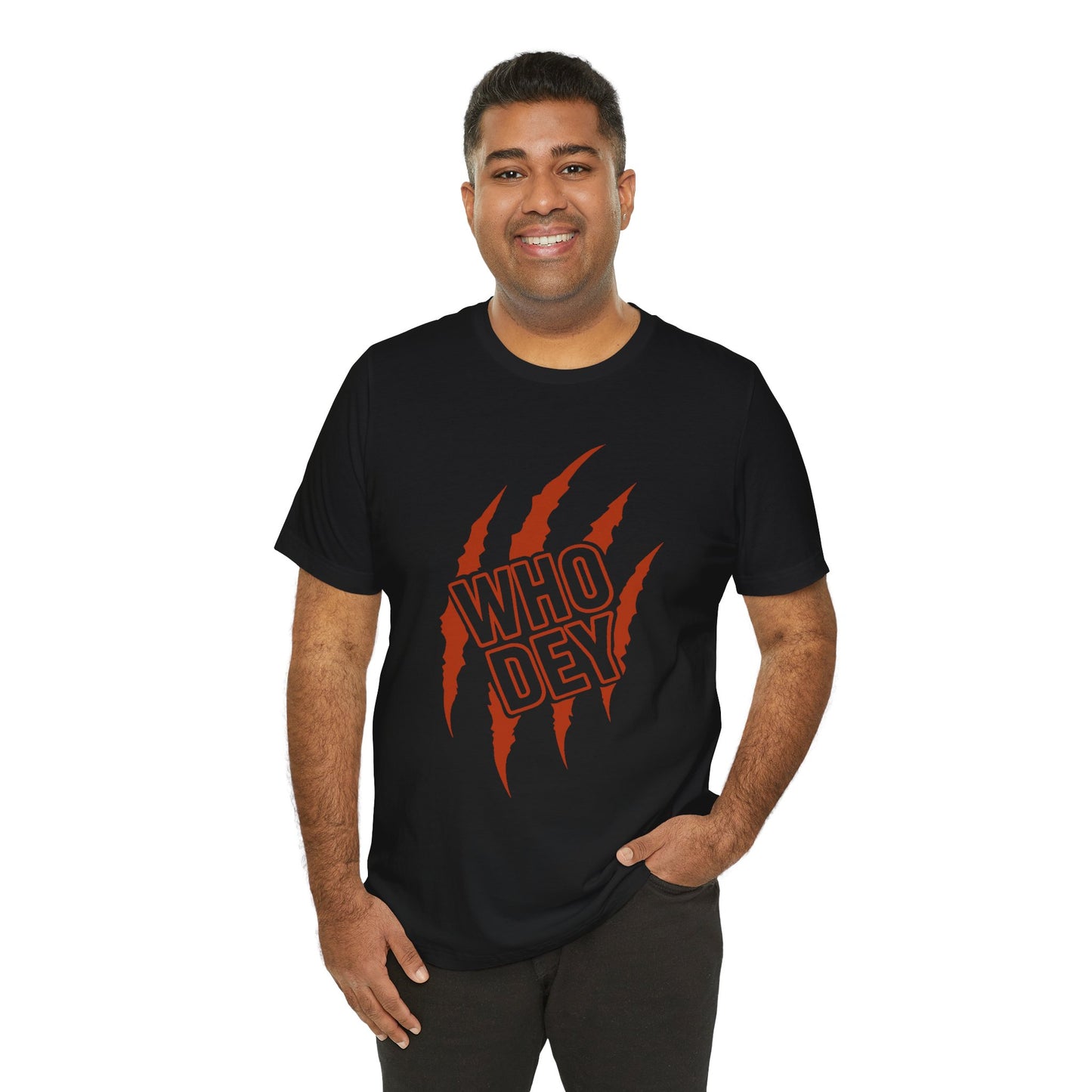 White/Orange/Black Who Dey Claw T-Shirt — Bengals Fan Graphic Tee