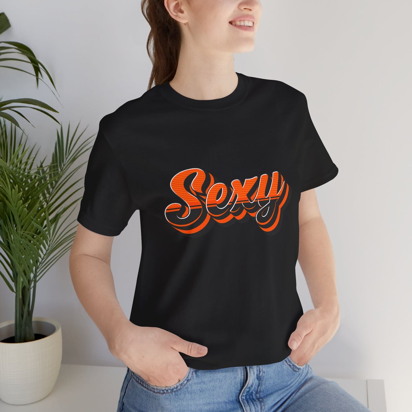 Sexy Dexy Retro Script Tee — Vintage Orange Layered Lettering T-Shirt