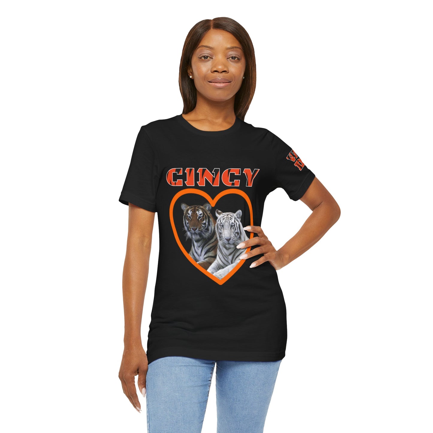 Cincy Cat Lover Unisex Tee - Bold Orange Animal Print Shirt