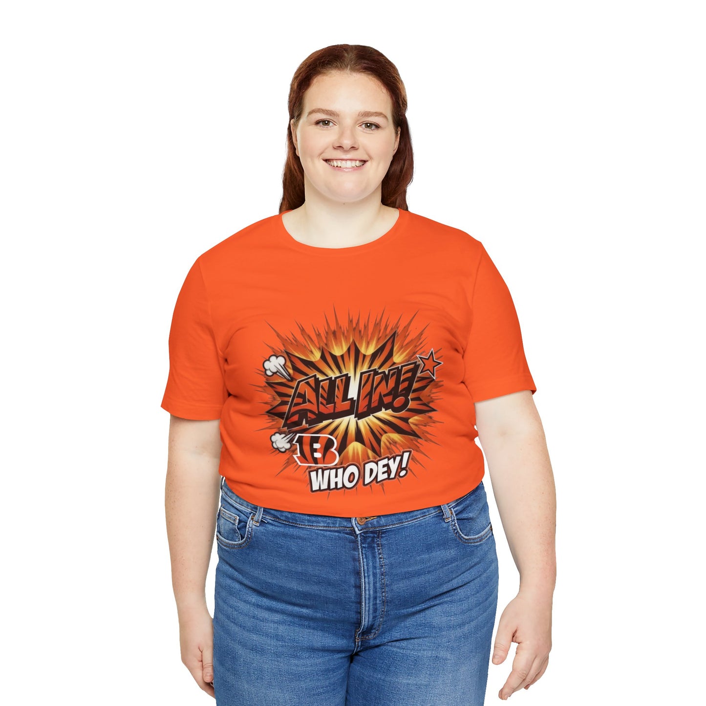 All In! Who Dey! Bengals Fan T-Shirt – All In Comic Burst Tee