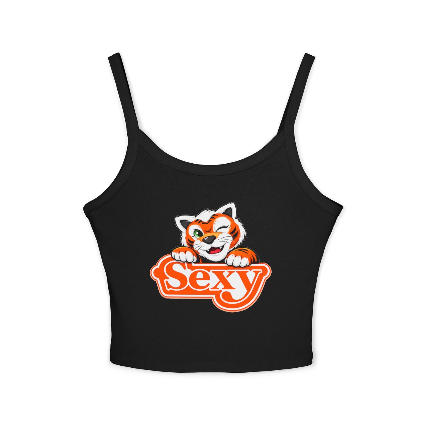 Sexy Tiger Crop Tank Top — Women's Spaghetti Strap Graphic Tank