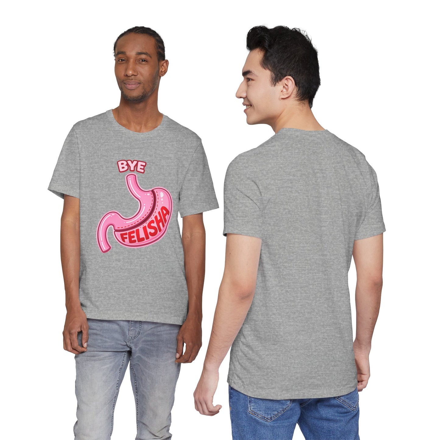 Bye Felisha Gastric Sleeve Stomach Graphic Tee — Funny Pink Cartoon Stomach T-Shirt