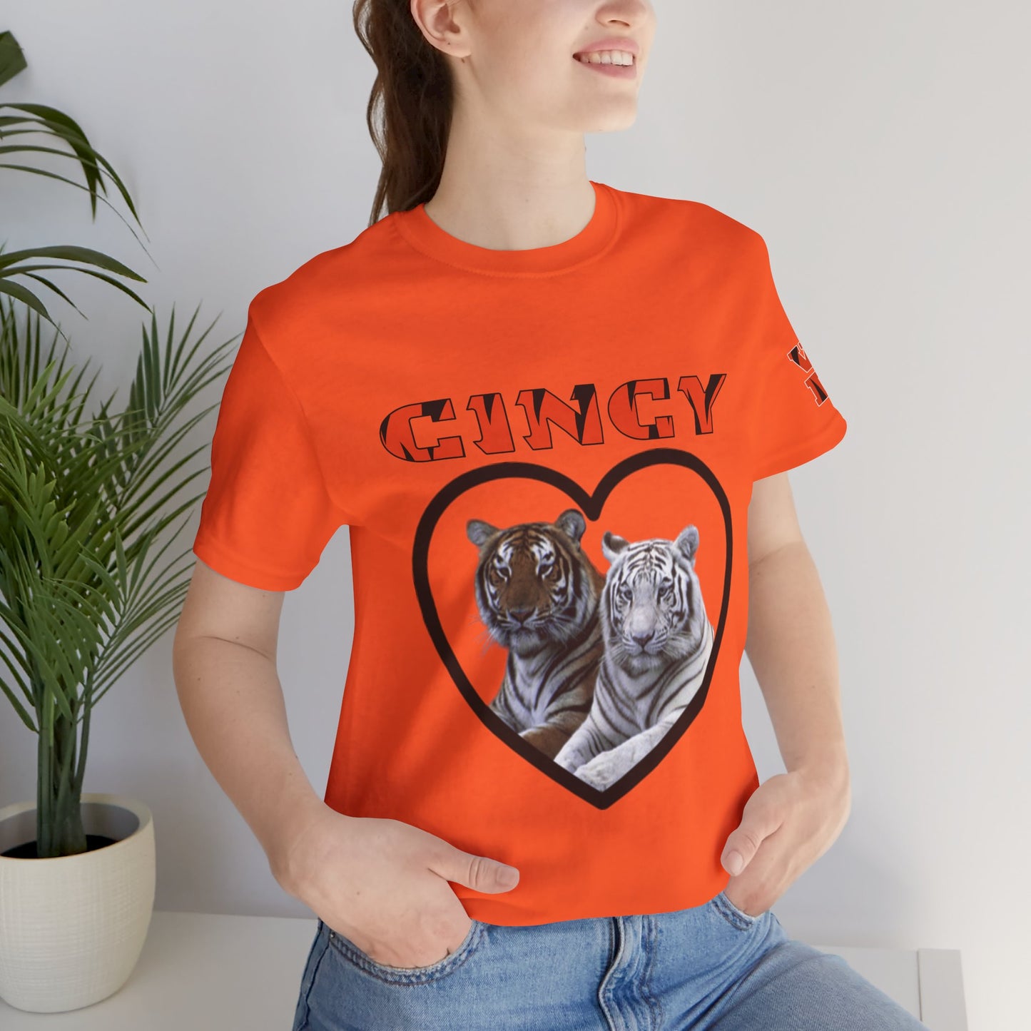 Cincy Cat Lover Unisex Tee - Bold Orange Animal Print Shirt