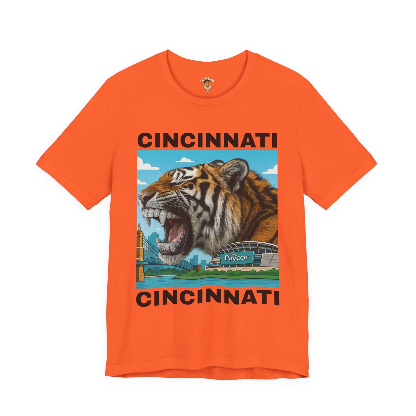 Iced Out Grillz Cincinnati Tiger Graphic T‑Shirt – Roaring City Skyline Tee