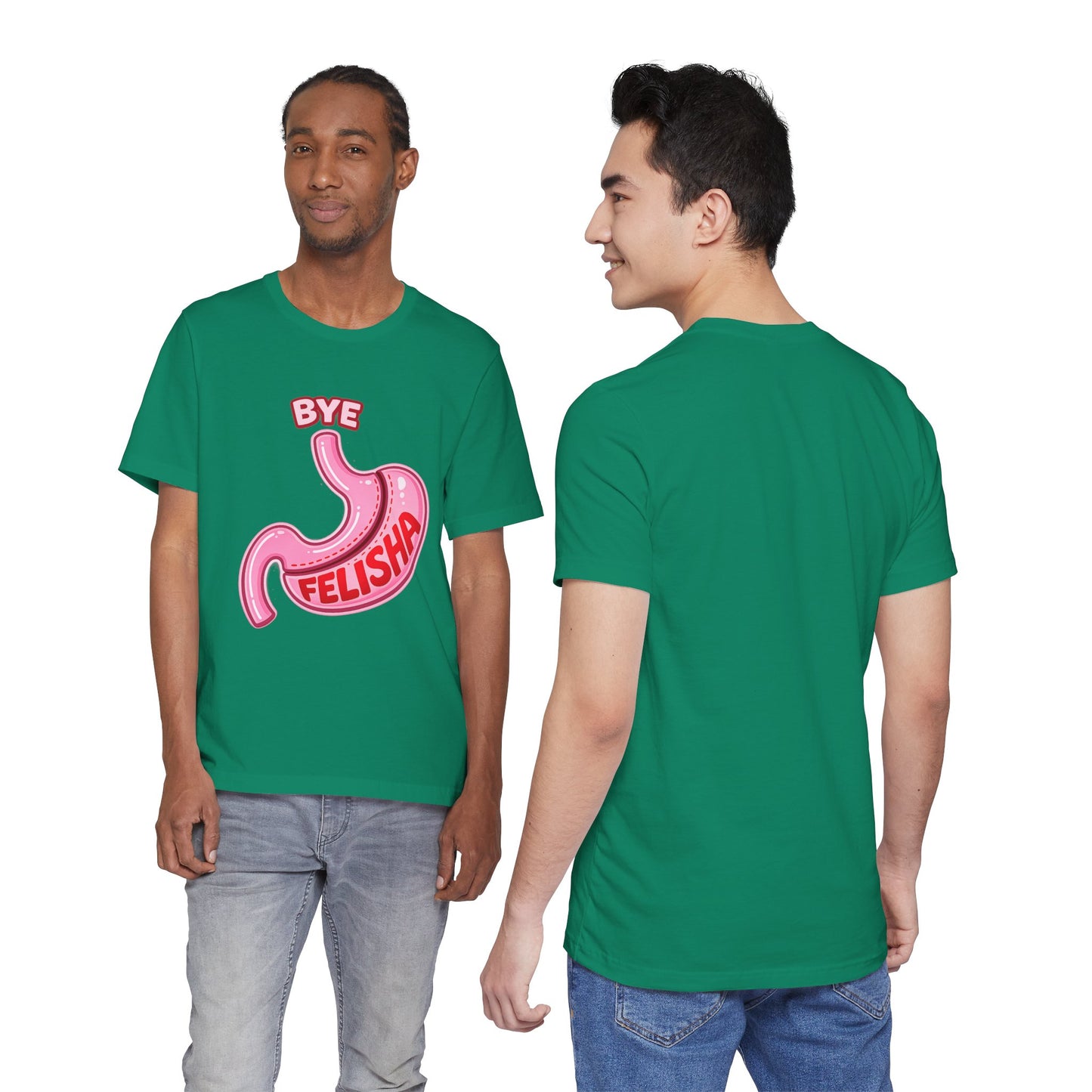 Bye Felisha Gastric Sleeve Stomach Graphic Tee — Funny Pink Cartoon Stomach T-Shirt