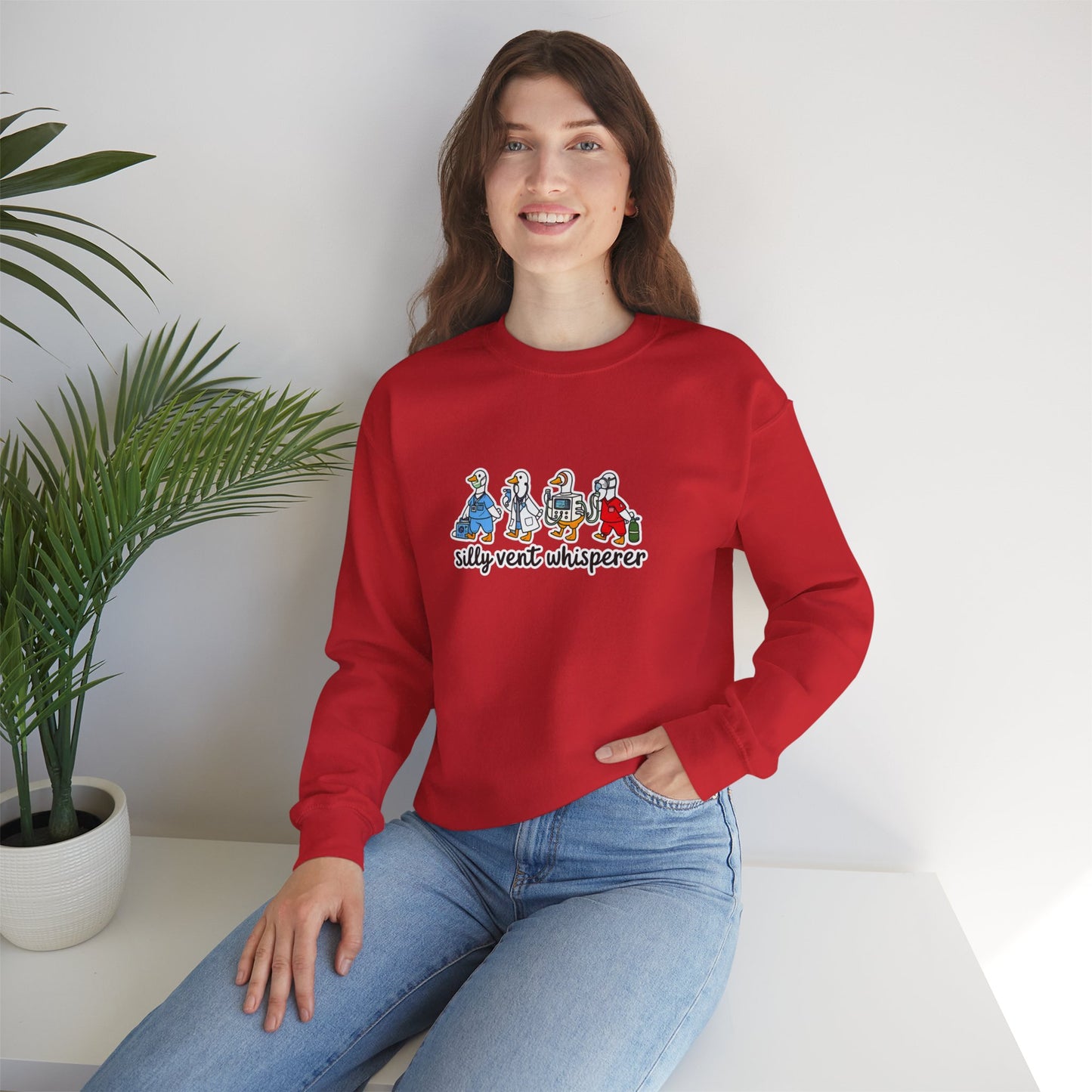 Crewneck Sweatshirt — "Silly Vent Whisperer" Cartoon Characters Graphic