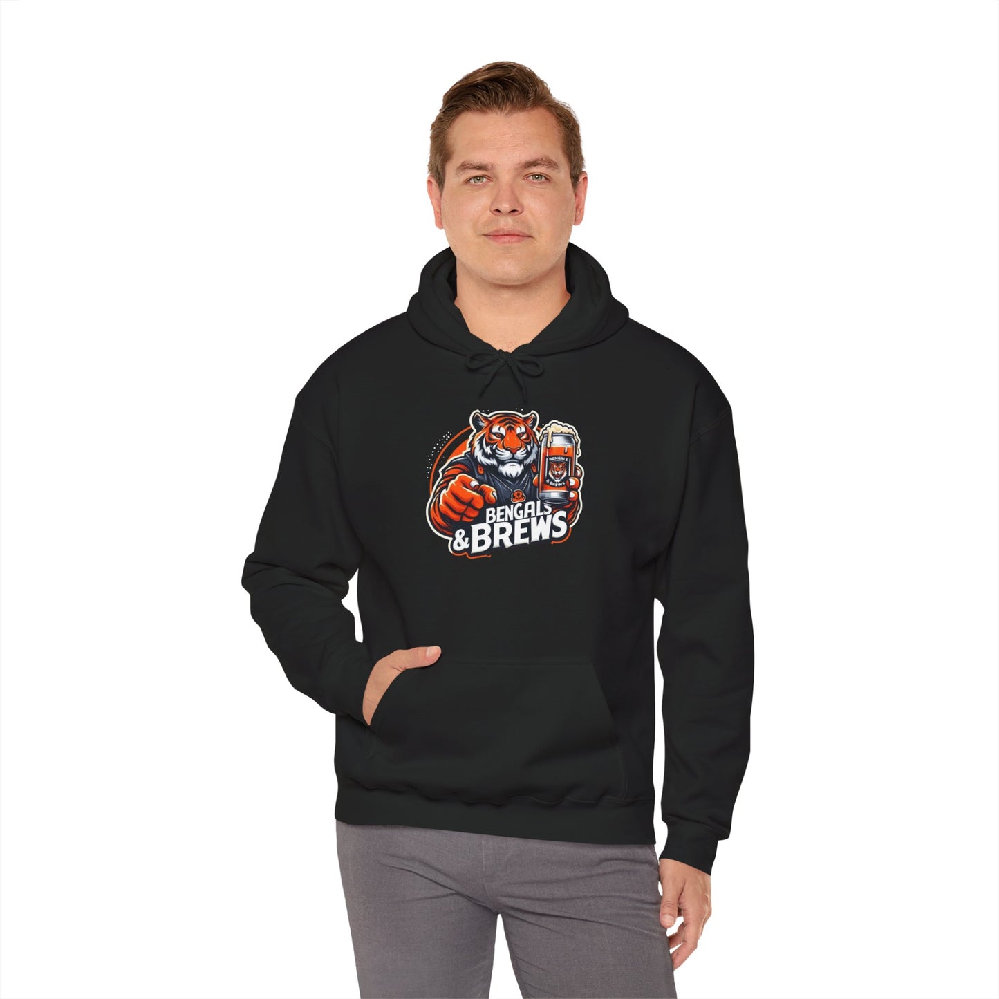 Bengals & Brews Hoodie - Unisex Heavy Blend™ Sweatshirt for Game Day Enthusiasts