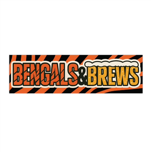 Bengals & Brews Bumper Stickers | Perfect for Tailgating, Sports Fans, Car Decor, Party Favors, and Gametime Enthusiasts
