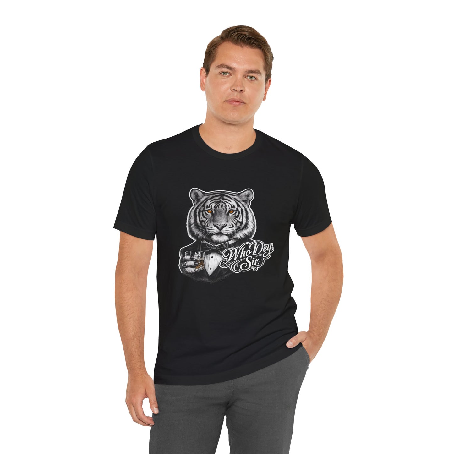 Tiger Tuxedo Tee — "Who Dey Sir" Graphic Shirt for Bengals Fans