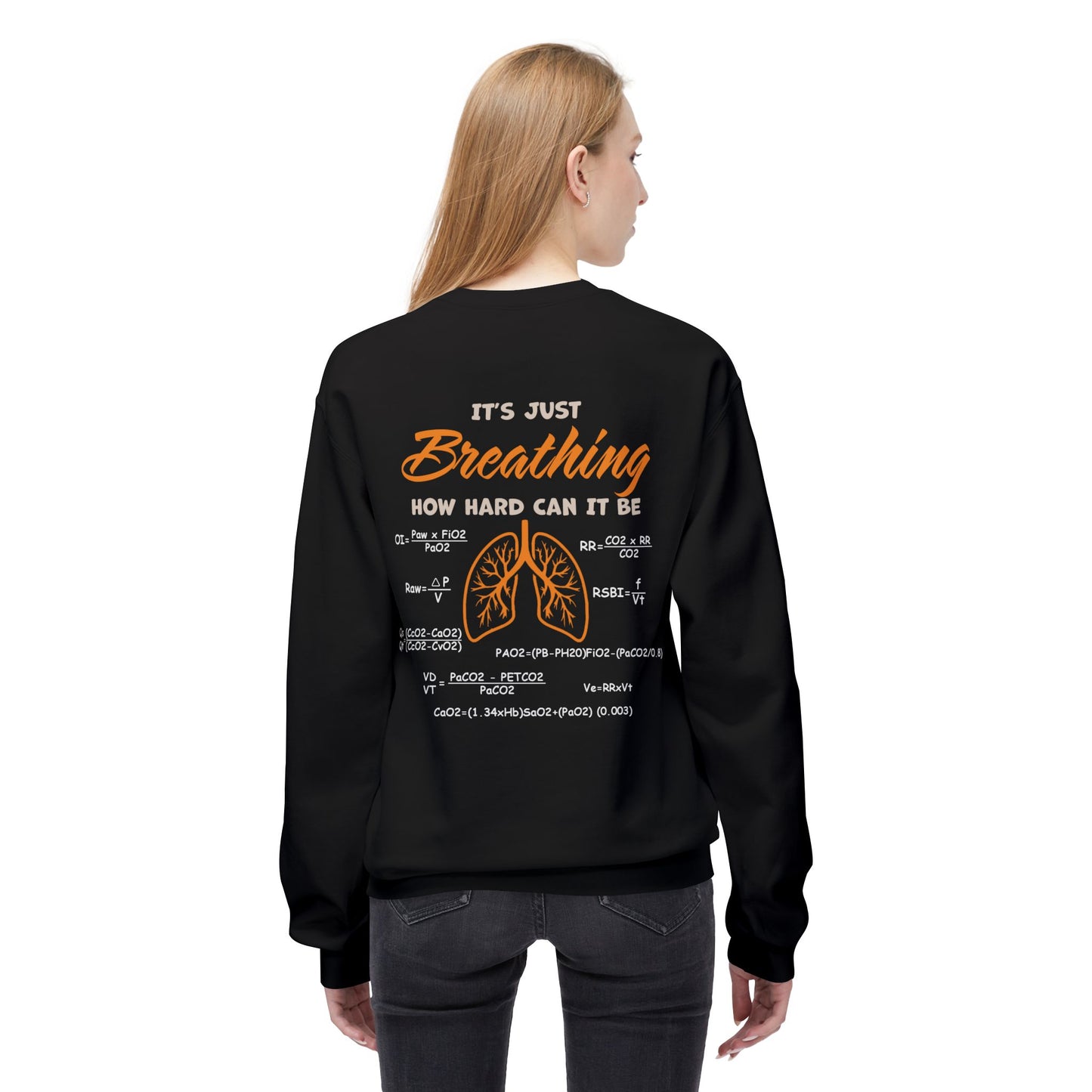 Breathing Anatomy Sweatshirt — "It's Just Breathing" Lungs Graphic Pulmonary Science Crewneck