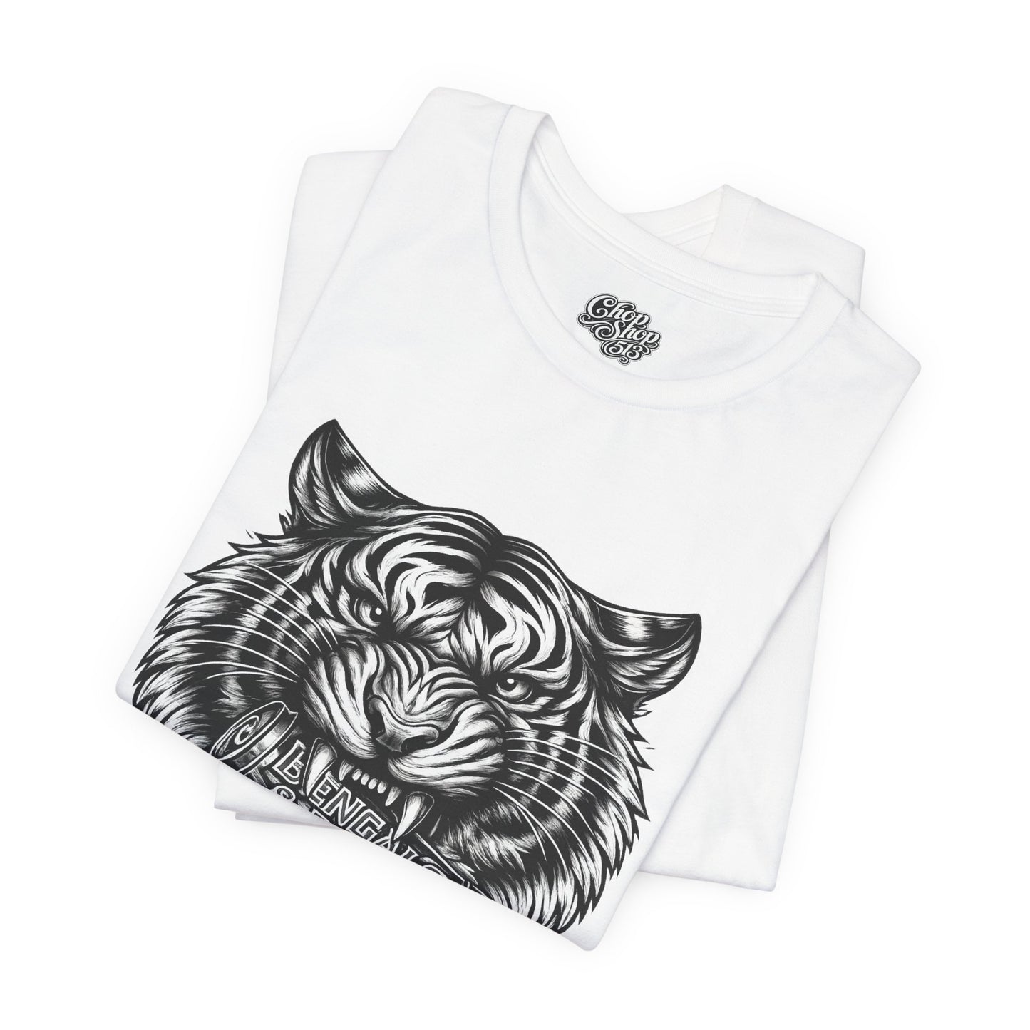 Bengals and Brews Black and White — Fierce Vintage Tiger Head Graphic T-Shirt