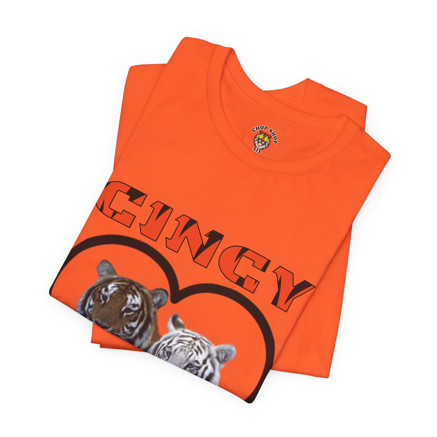 Cincy Cat Lover Unisex Tee - Bold Orange Animal Print Shirt