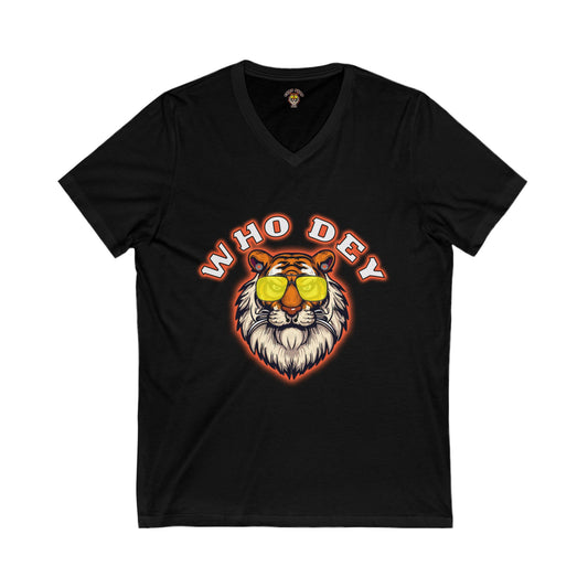 Womens V-Neck  "Who Dey" Cool Tiger Design