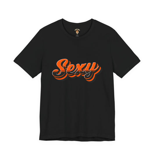 Sexy Dexy Retro Script Tee — Vintage Orange Layered Lettering T-Shirt