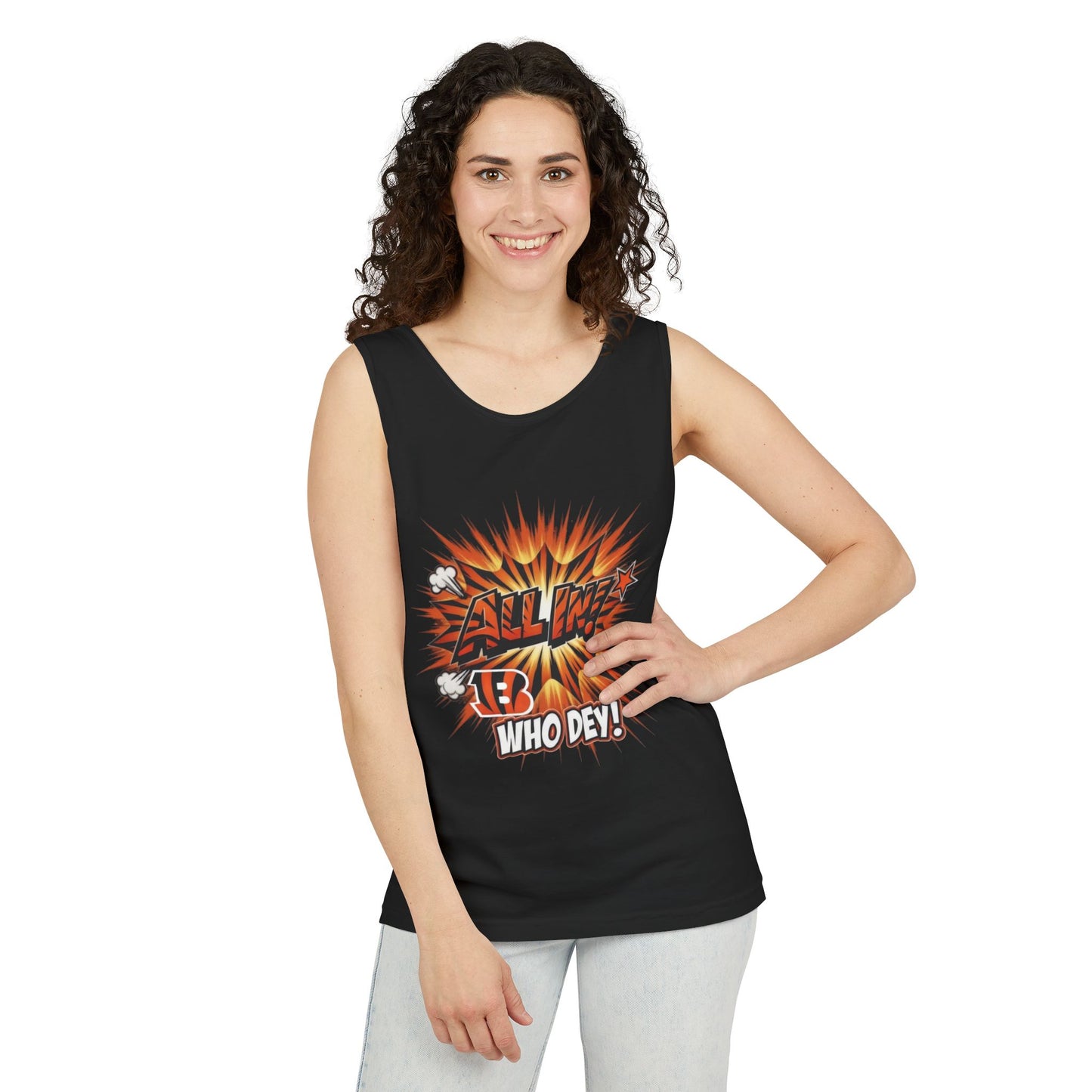All In! Who Dey Bengals Tank Top — Football Fan Graphic Tank