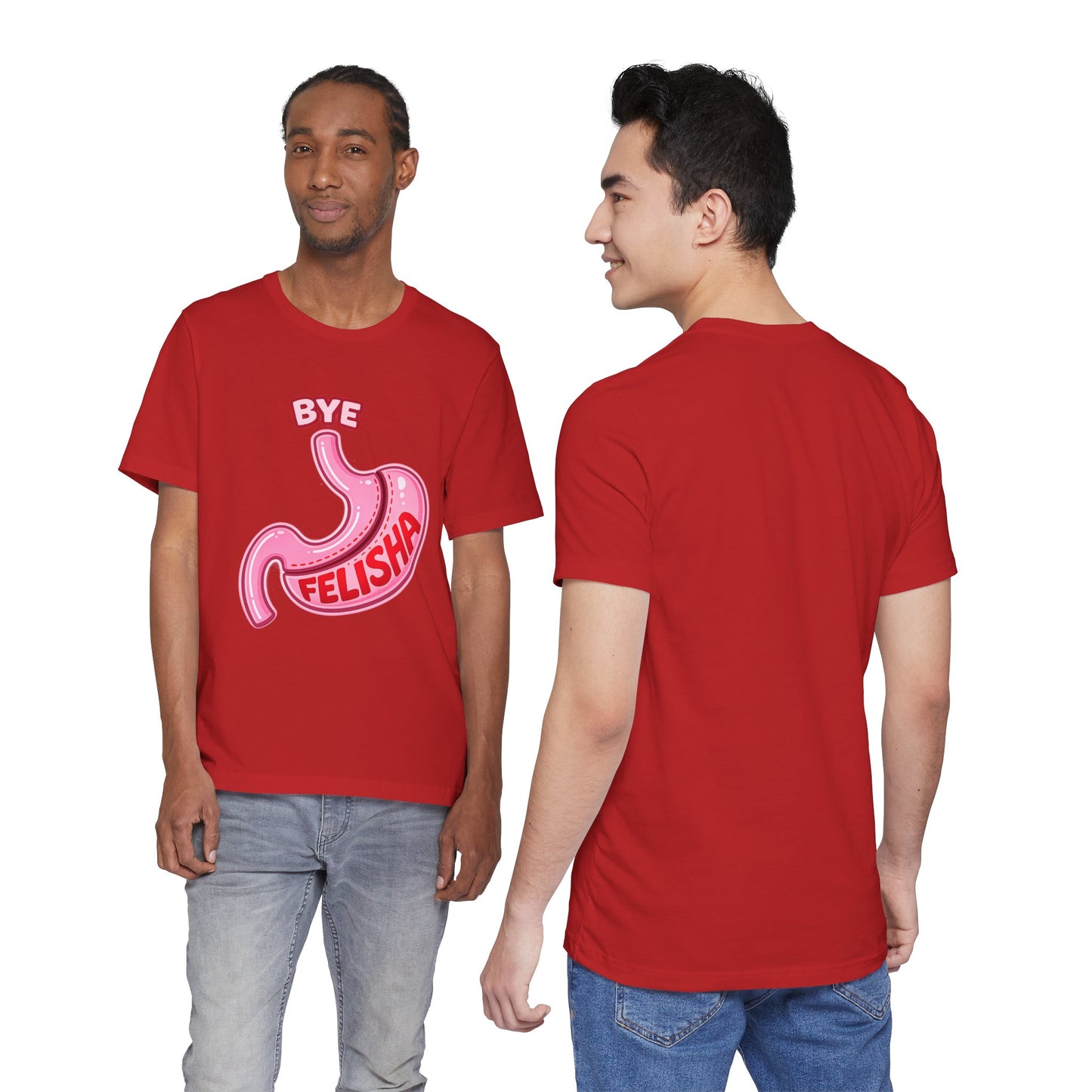 Bye Felisha Gastric Sleeve Stomach Graphic Tee — Funny Pink Cartoon Stomach T-Shirt