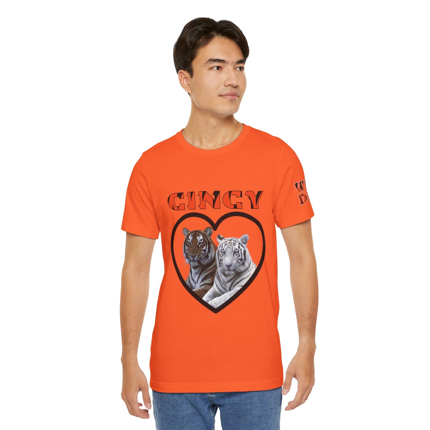 Cincy Cat Lover Unisex Tee - Bold Orange Animal Print Shirt