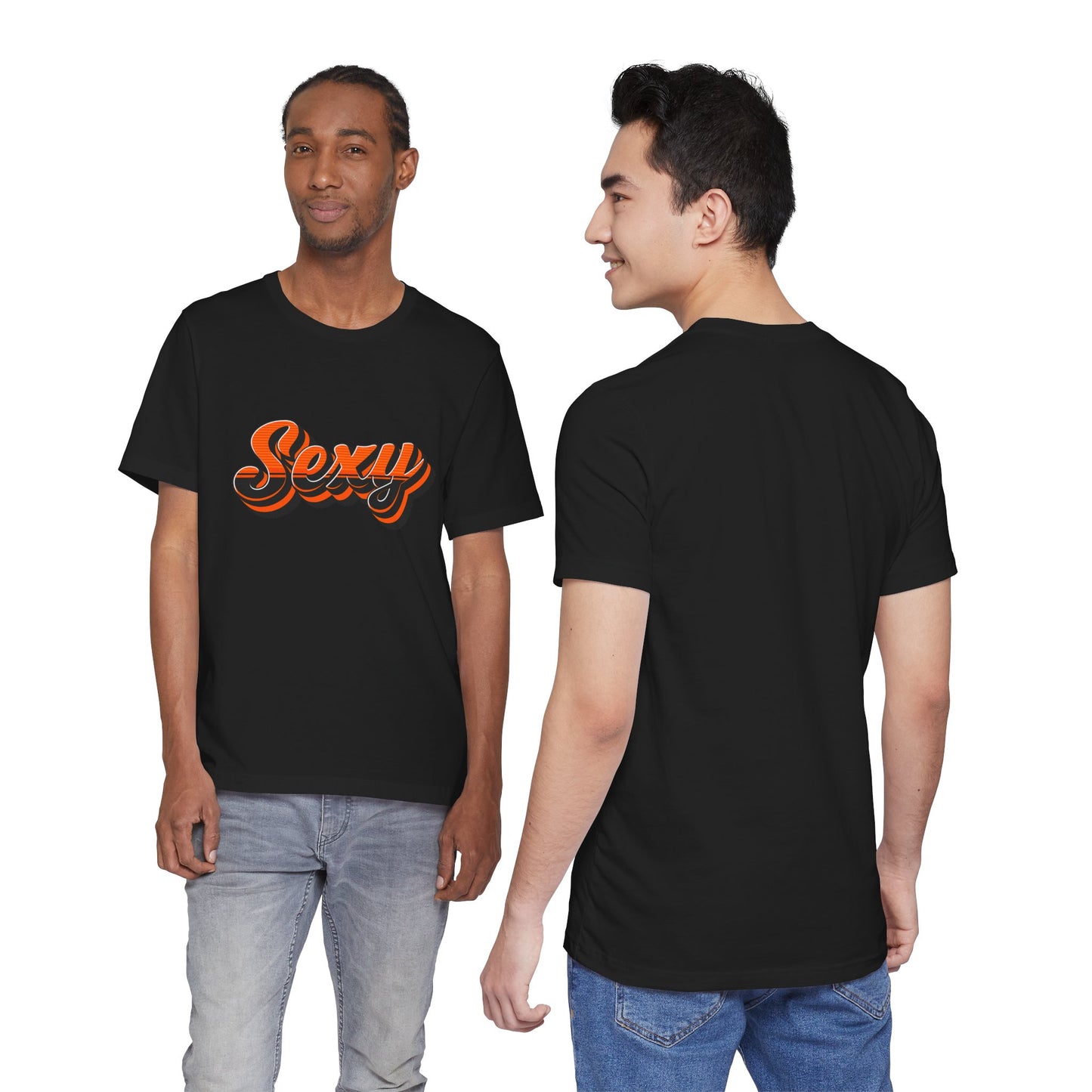Sexy Dexy Retro Script Tee — Vintage Orange Layered Lettering T-Shirt