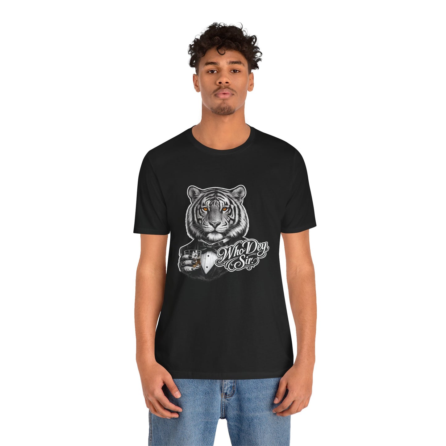 Tiger Tuxedo Tee — "Who Dey Sir" Graphic Shirt for Bengals Fans