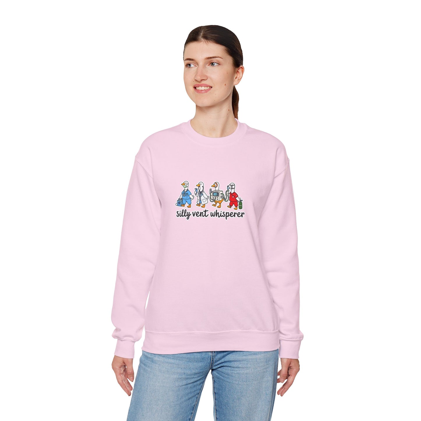 Crewneck Sweatshirt — "Silly Vent Whisperer" Cartoon Characters Graphic