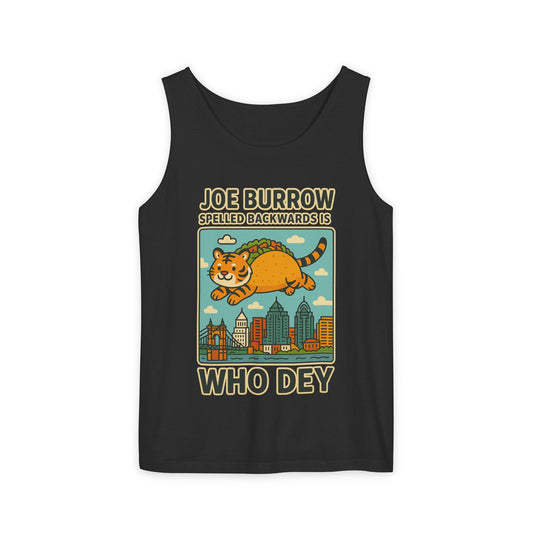 Taco Joe Sports Tank Top - Joe Burrow Who Dey Cat Design, Unisex Casual Wear, Game Day Outfit, Gift for Fans