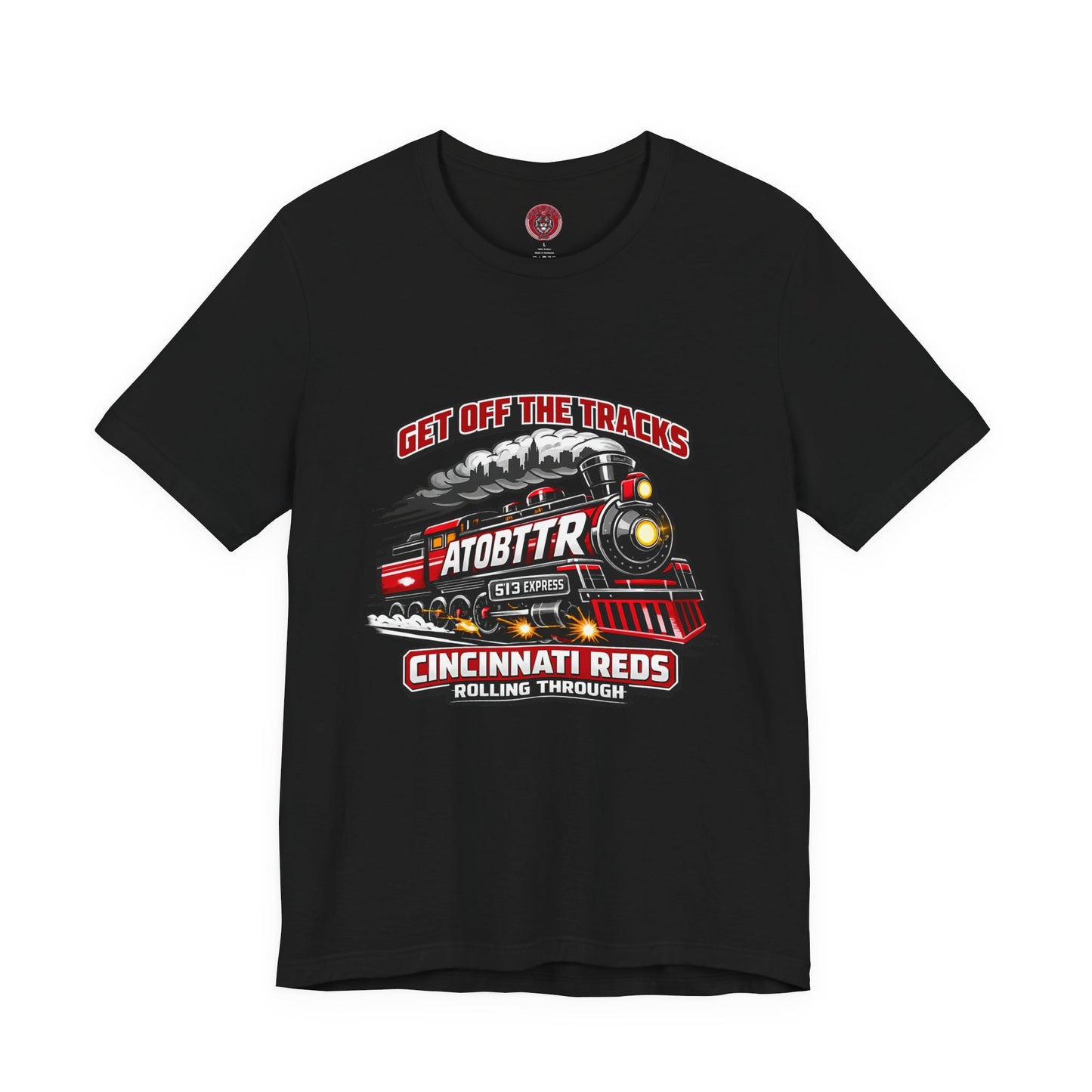 Cincinnati Reds Vintage Train "GET OFF THE TRACKS" Tee — Baseball Fan Shirt