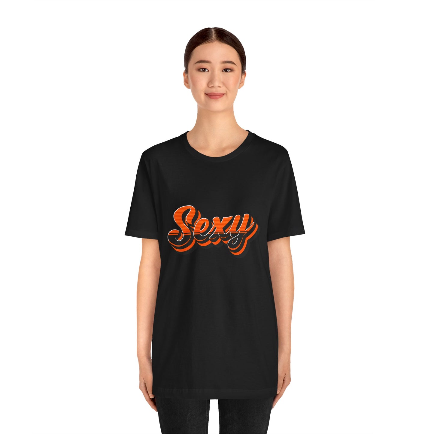 Sexy Dexy Retro Script Tee — Vintage Orange Layered Lettering T-Shirt
