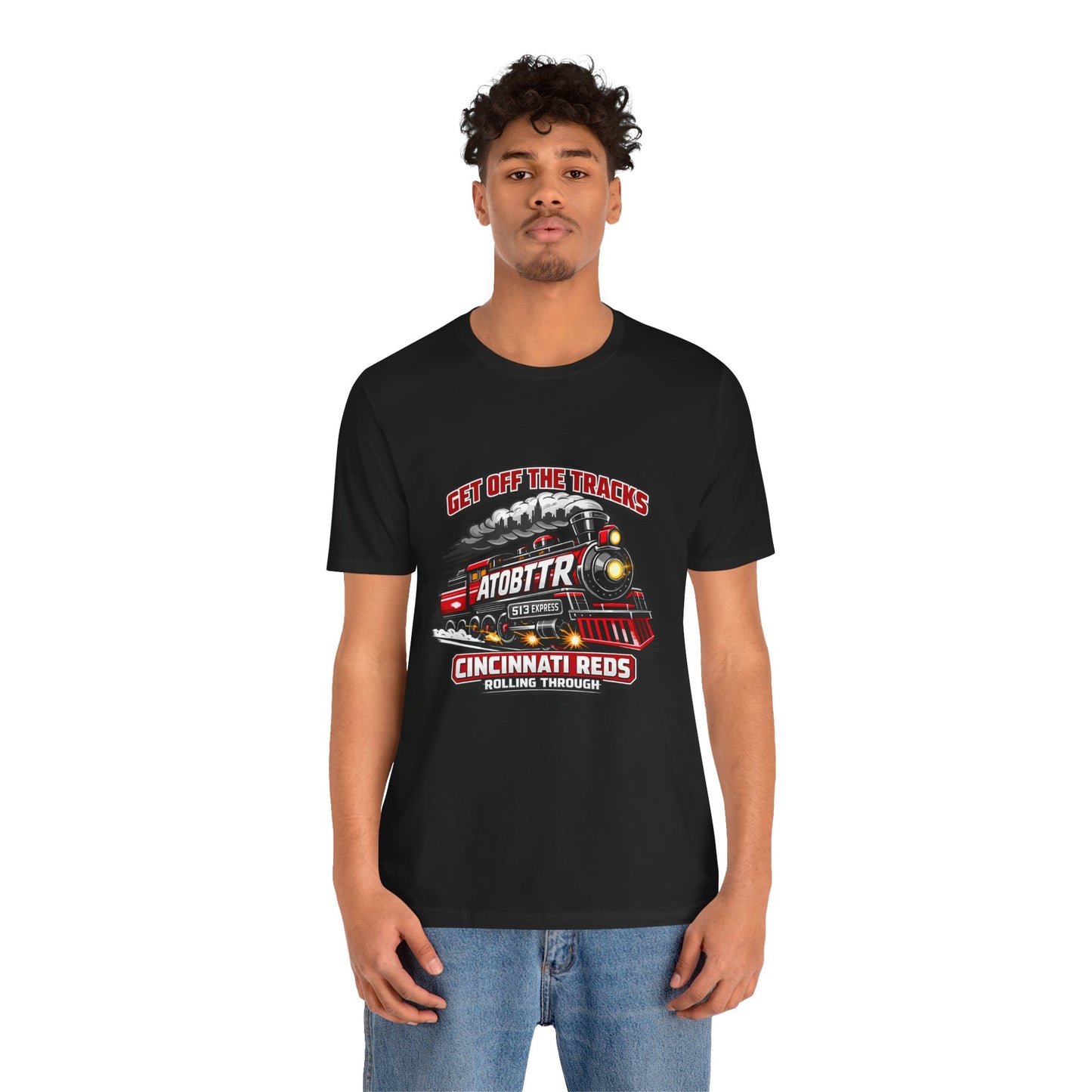 Cincinnati Reds Vintage Train "GET OFF THE TRACKS" Tee — Baseball Fan Shirt