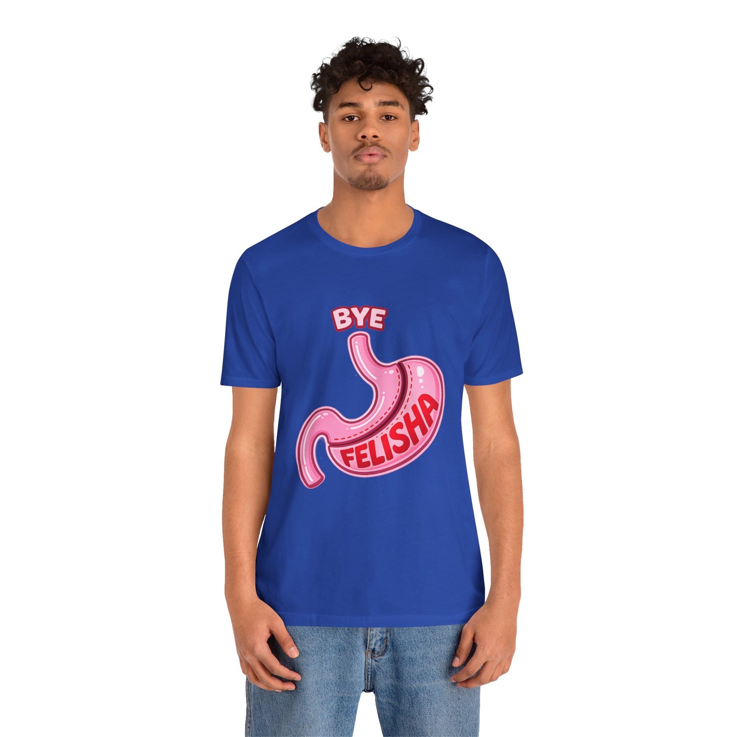 Bye Felisha Gastric Sleeve Stomach Graphic Tee — Funny Pink Cartoon Stomach T-Shirt
